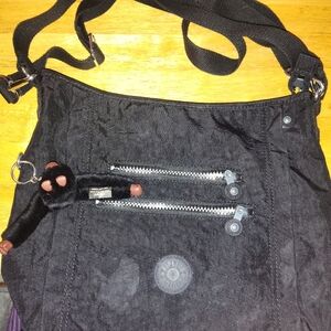 Kipling Black Crossbody Bag with Silver Interior